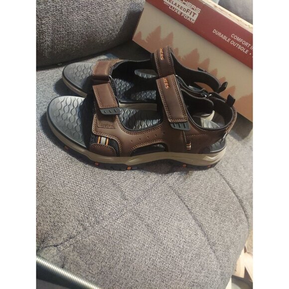 Skechers Relaxed fit with Luxe Foam Sandals Mens Size 13 Brown Black Summer ☀️ - Picture 7 of 14